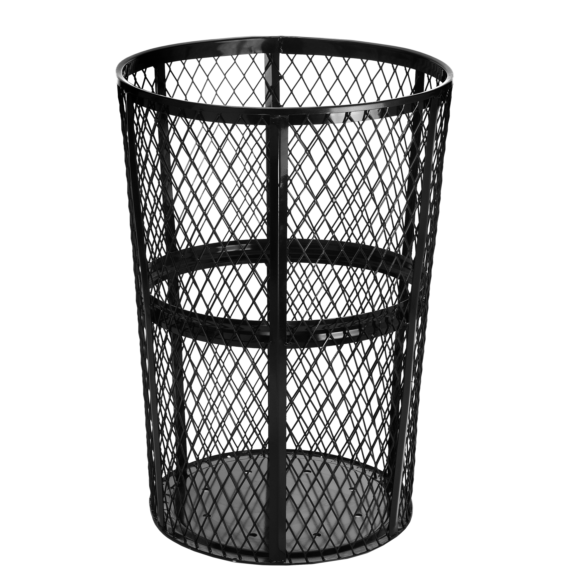 Alpine, 48-Gallon Metal Mesh Outdoor Trash Receptacle, Capacity 48 Gal, Model# ALP473-48-BLK